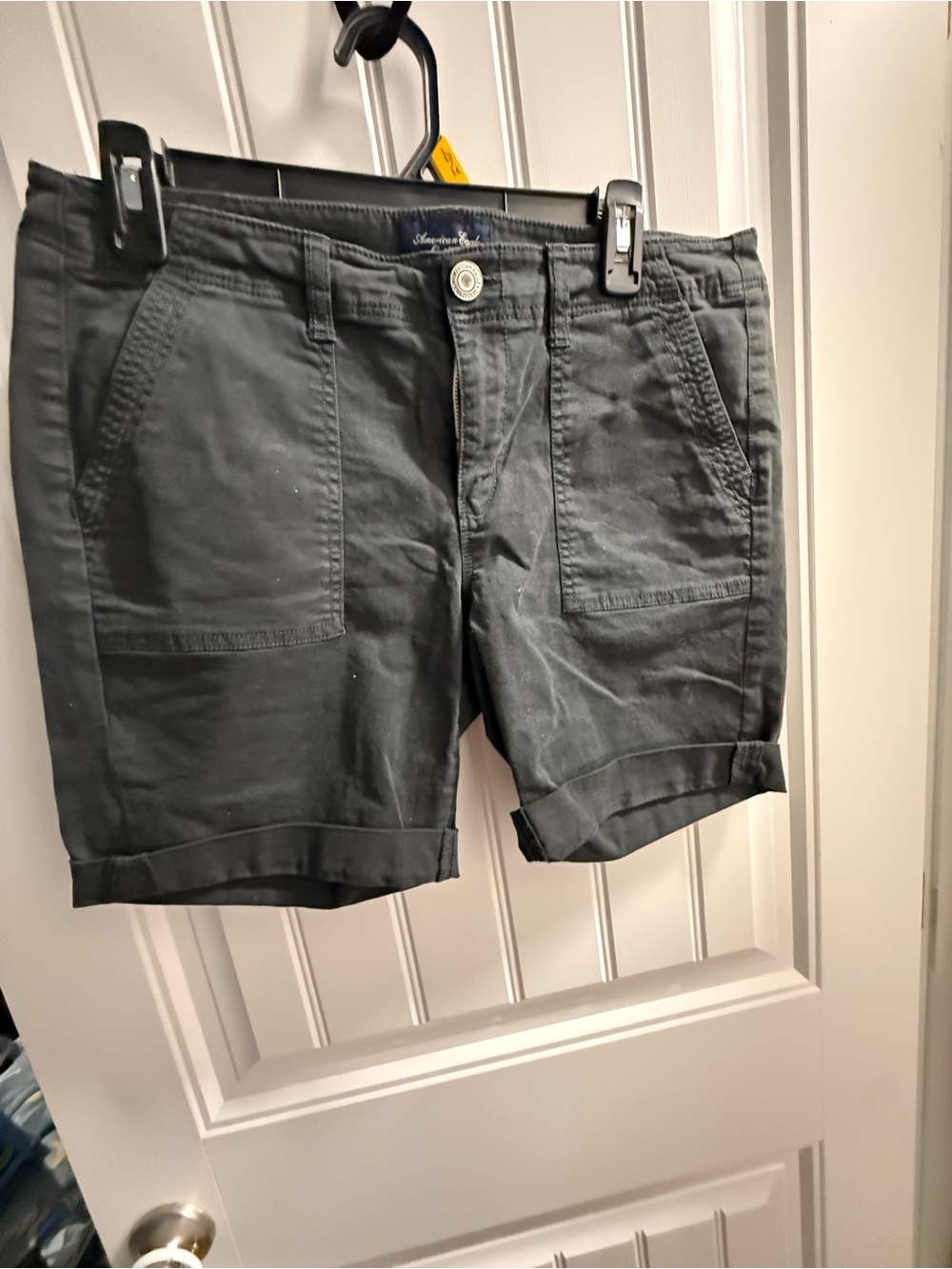 American Eagle Outfitters Dark Olive Roll-Cuff Utility Shorts